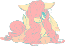 Size: 500x356 | Tagged: safe, artist:voidsucre, fluttershy, pegasus, pony, cloven hooves, crying, female, floppy ears, hair over one eye, limited palette, mare, prone, request, simple background, solo, stray strand, transparent background