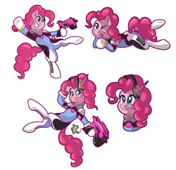 Size: 800x775 | Tagged: safe, artist:moonlightfan, gummy, pinkie pie, earth pony, pony, :p, bust, cute, d.va, diapinkes, latin american, melissa gedeón, one eye closed, overwatch, p.nkie, portrait, silly, simple background, solo, tongue out, transparent background, voice actor joke, wink