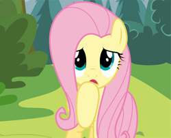 Size: 640x518 | Tagged: safe, artist:mlp-silver-quill, fluttershy, pegasus, pony, comic:fluttershy says goodnight, cropped, cute, shyabetes, tree, unsure