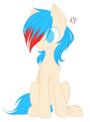 Size: 1600x2185 | Tagged: safe, artist:snowbunny0820, oc, oc only, oc:lollipop, pegasus, pony, cross-popping veins, female, mare, simple background, sitting, solo, white background