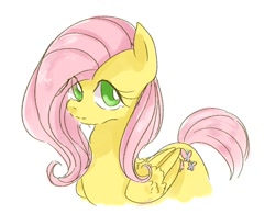 Size: 860x672 | Tagged: safe, artist:nota_mano, fluttershy, pegasus, pony, cute, female, looking at you, mare, simple background, solo, white background