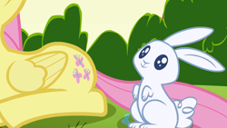 Size: 1280x720 | Tagged: safe, screencap, angel bunny, fluttershy, pegasus, pony, the cutie mark chronicles, female, mare