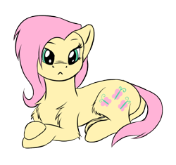 Size: 626x589 | Tagged: safe, artist:shaliwolf, fluttershy, pegasus, pony, looking at you, prone, simple background, solo, transparent background, wingless