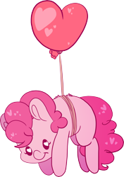 Size: 2044x2908 | Tagged: safe, artist:cutepencilcase, pinkie pie, earth pony, pony, balloon, cute, diapinkes, female, floating, heart, heart balloon, heart eyes, mare, missing cutie mark, smiling, solo, then watch her balloons lift her up to the sky, wingding eyes