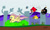 Size: 900x531 | Tagged: safe, artist:cartoon-eric, fluttershy, pegasus, pony, angry birds, chase, running away