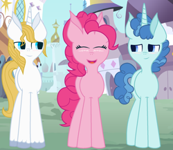 Size: 1832x1592 | Tagged: safe, artist:joystick12, party favor, pinkie pie, prince blueblood, pony, bluepie, female, male, partypie, pinkie pie gets all the stallions, shipping, straight