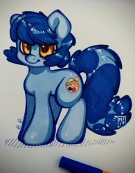 Size: 2907x3734 | Tagged: safe, artist:rinsole, oc, oc only, oc:b.b., pony, unicorn, chibi, cute, female, mare, marker, marker drawing, simple background, traditional art, white background