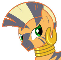 Size: 311x308 | Tagged: safe, zecora, pony, zebra, blonde, blonde hair, ear piercing, earring, female, green eyes, jewelry, neck rings, piercing, recolor, simple background, smiling, solo, stripes, transparent background