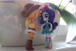 Size: 6000x4000 | Tagged: safe, artist:artofmagicpoland, applejack, rarity, equestria girls, cute, doll, equestria girls minis, fall formal outfits, female, flower, flower in hair, lesbian, raribetes, rarijack, shipping, toy