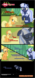 Size: 1919x4225 | Tagged: safe, artist:estories, applejack, oc, oc:silverlay, earth pony, pony, unicorn, comic:a(pple)ffection, comic, crying inside, female, heartbreak, mare