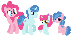 Size: 1041x522 | Tagged: safe, artist:artamis9, party favor, pinkie pie, oc, earth pony, pony, unicorn, base used, blank flank, female, filly, offspring, parent:party favor, parent:pinkie pie, parents:partypie, partypie, shipping, straight