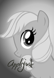 Size: 5000x7100 | Tagged: safe, artist:dzejpi, applejack, earth pony, pony, absurd resolution, autograph, black and white, bust, grayscale, monochrome, photo, portrait, poster, solo, vector