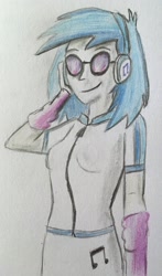 Size: 1145x1951 | Tagged: safe, artist:captainedwardteague, dj pon-3, vinyl scratch, equestria girls, solo, traditional art