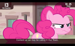 Size: 1280x800 | Tagged: safe, edit, screencap, pinkie pie, earth pony, pony, the cutie map, cinemare sins, female, glare, mare, solo