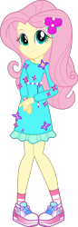 Size: 2806x8155 | Tagged: safe, artist:digimonlover101, fluttershy, better together, equestria girls, festival filters, absurd resolution, clothes, cute, dress, geode of fauna, magical geodes, music festival outfit, shoes, shyabetes, simple background, smiling, sneakers, solo, transparent background, vector