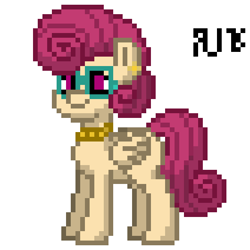 Size: 530x530 | Tagged: safe, artist:radical user 76, derpibooru exclusive, posey shy, pegasus, pony, female, glasses, jewelry, mare, necklace, pearl necklace, pixel art, simple background, solo, white background