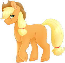 Size: 1010x984 | Tagged: safe, artist:xcaramelcookiex, applejack, earth pony, pony, applejack's hat, cowboy hat, female, hat, mare, missing cutie mark, raised hoof, sidemouth, simple background, smiling, solo, transparent background