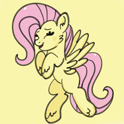 Size: 2100x2100 | Tagged: safe, artist:sjart117, part of a set, fluttershy, pegasus, pony, blank flank, cute, doodle, eyes closed, female, fluffy, flying, mare, open mouth, shyabetes, simple background, smiling, solo, spread wings, three quarter view, unshorn fetlocks, wings