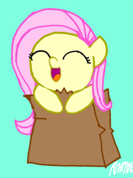 Size: 1536x2048 | Tagged: safe, artist:artmlpk, fluttershy, pegasus, pony, baby, baby pony, chibi, cute, eyes closed, open mouth, paper bag, pony in a bag, shyabetes, solo