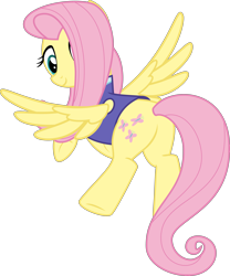 Size: 3000x3609 | Tagged: safe, alternate version, artist:sollace, fluttershy, pegasus, pony, .svg available, alternate manestyle, butt, clothes, cute, flutterbutt, flying, plot, shyabetes, simple background, smiling, solo, spread wings, transparent background, vector, wings