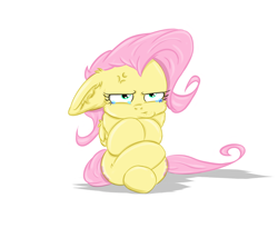 Size: 3000x2673 | Tagged: safe, artist:rurihal, fluttershy, pegasus, pony, cross-popping veins, crossed hooves, crossed legs, ear fluff, female, floppy ears, folded wings, grounded, grumpy, madorable, mare, peeved, pouting, simple background, sitting, solo, teary eyes, white background, wings