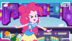 Size: 1600x900 | Tagged: safe, screencap, bright idea, dj pon-3, microchips, paisley, pinkie pie, sweet leaf, valhallen, vinyl scratch, better together, equestria girls, five lines you need to stand in, camera shot, cute, diapinkes, geode of sugar bombs, lidded eyes, looking at you, magical geodes, recording, video, written equestrian