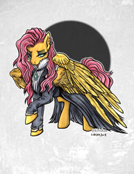 Size: 580x750 | Tagged: safe, artist:kiriska, fluttershy, pegasus, pony, fake it 'til you make it, alternate hairstyle, clothes, dress, female, fluttergoth, mare, marker drawing, traditional art