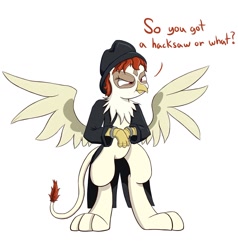 Size: 1280x1347 | Tagged: safe, artist:heir-of-rick, oc, oc only, oc:sunny skies, griffon, clothes, coat, cuffs, female, solo