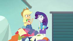 Size: 1920x1080 | Tagged: safe, screencap, applejack, rarity, better together, equestria girls, rollercoaster of friendship, angry, faic, fist