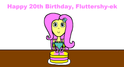 Size: 1374x748 | Tagged: safe, artist:samueljcollins1990, fluttershy, equestria girls, birthday, birthday cake, cake, cute, food