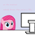 Size: 600x600 | Tagged: artist needed, safe, pinkie pie, earth pony, pony, computer, desk, female, filly, looking at you, meme, on the internet nobody knows you're a dog, pinkamena diane pie, reaction image, solo, stare, sweetie belle's stare, text