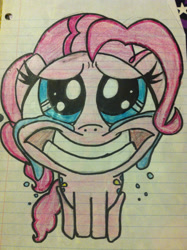 Size: 1936x2592 | Tagged: safe, artist:invaderriley17, pinkie pie, earth pony, pony, crying, smile hd, traditional art