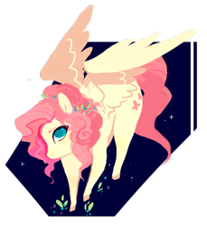 Size: 1124x1225 | Tagged: safe, artist:simpleoddities, fluttershy, pegasus, pony, alternate hairstyle, colored hooves, cute, hair over one eye, heart eyes, lineless, no pupils, shyabetes, solo, wingding eyes