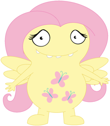 Size: 972x1116 | Tagged: safe, artist:m1ssra1nb0w, fluttershy, anthro, crossover, simple background, solo, uglydoll, white background