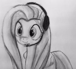 Size: 1568x1436 | Tagged: safe, artist:captainedwardteague, fluttershy, pegasus, pony, gamershy, headset, solo, traditional art