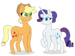 Size: 1024x763 | Tagged: safe, artist:tomboygirl45, applejack, rarity, earth pony, pony, unicorn, cute, female, lesbian, rarijack, shipping, simple background, transparent background