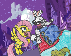 Size: 2089x1636 | Tagged: safe, artist:drquack64, fluttershy, pegasus, pony, crossover, flutterguy, mario + rabbids kingdom battle, phantom, traditional art