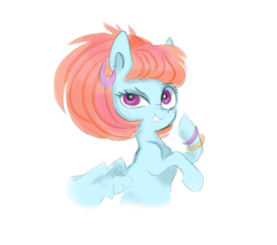 Size: 978x866 | Tagged: safe, artist:pinkablue, windy whistles, pegasus, pony, alternate hairstyle, female, freckles, mare, simple background, sketch, solo, white background, younger