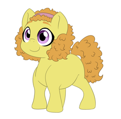 Size: 2804x2753 | Tagged: safe, artist:marukouhai, oc, oc only, oc:ginger gold, earth pony, pony, female, filly, high res, offspring, parent:apple bloom, parent:rumble, parents:rumbloom, simple background, solo, white background