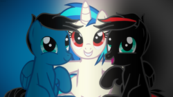 Size: 3840x2160 | Tagged: safe, artist:agkandphotomaker2000, dj pon-3, vinyl scratch, oc, oc:arnold the pony, oc:pony video maker, pegasus, pony, unicorn, adorable face, cute, friendship, group shot, looking at you