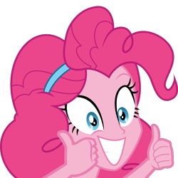 Size: 3330x3330 | Tagged: safe, artist:wissle, pinkie pie, better together, equestria girls, the craft of cookies, female, grin, happy, high res, simple background, smiling, solo, thumbs up, transparent background, vector