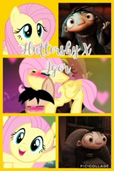 Size: 720x1080 | Tagged: safe, artist:noreencreatesstuff, fluttershy, pegasus, pony, art trade, collage, crossover, crossover shipping, female, igor, male, ponified, shipping, straight