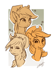 Size: 750x989 | Tagged: safe, artist:assasinmonkey, applejack, earth pony, pony, cowboy hat, female, freckles, hat, monochrome, signature, stetson