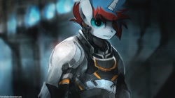 Size: 1200x679 | Tagged: safe, artist:foxinshadow, oc, oc only, anthro, anthro oc, mass effect, solo