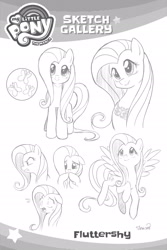 Size: 2107x3160 | Tagged: safe, seven seas, fluttershy, pegasus, pony, my little pony: the manga, my little pony: the manga volume 1, spoiler:manga, spoiler:manga1, angry, cute, cutie mark, element of kindness, lineart, looking at you, monochrome, shyabetes, sketch gallery