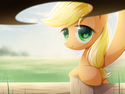 Size: 4000x3000 | Tagged: safe, artist:jeremywithlove, applejack, earth pony, pony, absurd resolution, cute, dream, female, hat, heart eyes, jackabetes, looking at you, mare, offscreen character, pov, solo, weapons-grade cute, wingding eyes