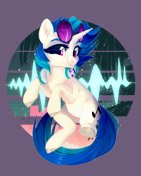 Size: 3309x4118 | Tagged: safe, artist:eiirine, dj pon-3, vinyl scratch, pony, unicorn, dancing, female, glasses off, headphones, mare, solo, soundwave, sunglasses