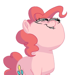 Size: 983x983 | Tagged: safe, artist:docwario, edit, pinkie pie, earth pony, pony, secrets and pies, cropped, female, just one bite, lip bite, mare, meme, parody, rapeface, shit eating grin, solo, spongebob squarepants, squint, trollface, you like krabby patties don't you squidward?