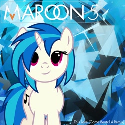 Size: 894x894 | Tagged: safe, artist:vaux111, dj pon-3, vinyl scratch, pony, unicorn, female, mare, maroon 5, smiling, solo, song reference, this love