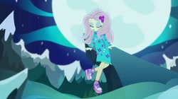 Size: 1883x1055 | Tagged: safe, screencap, fluttershy, better together, choose your own ending, equestria girls, the last drop, the last drop: fluttershy, clothes, moon, shoes, sneakers